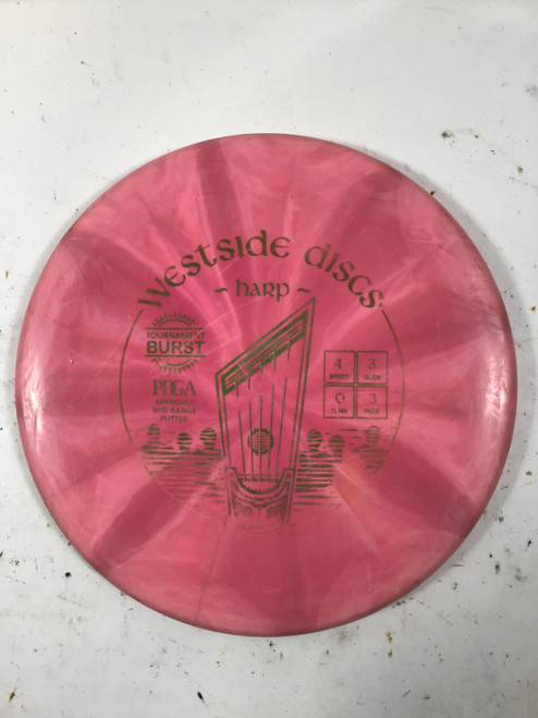 Vist Large View of Product Image Which is Used Westside TOURNAMENT HARP Disc Golf Mid Range Pink 176g