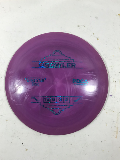 Vist Large View of Product Image Which is Used Lone Star Disc ALPHA GROWLER Disc Golf Driver Purple 177g
