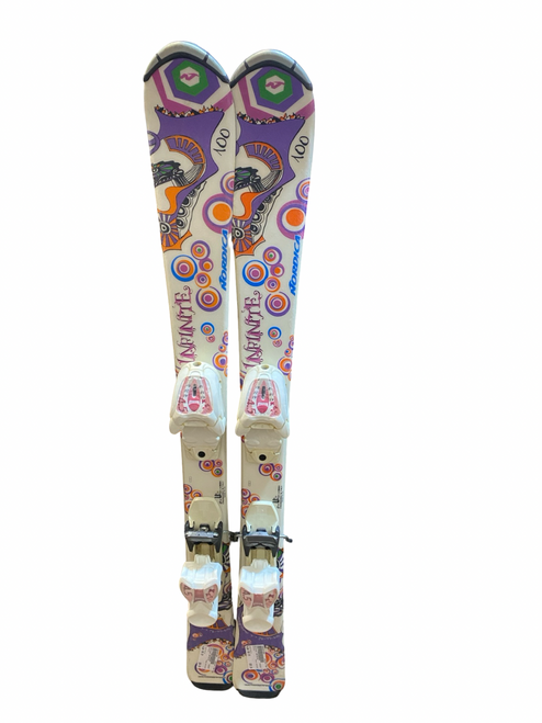Vist Large View of Product Image Which is Used Nordica INFINITE Girls DH Ski/Binding White 100 cm