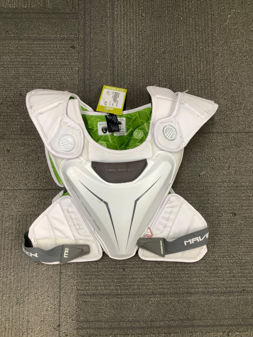 Vist Large View of Product Image Which is Used Maverik WHITE Lacrosse Shoulder Pads White LG