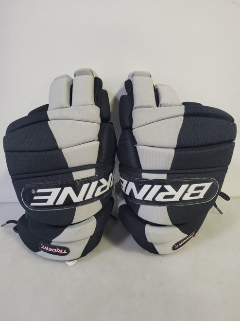 Vist Large View of Product Image Which is Used Brine TRIDENT Lacrosse Gloves Mens White 13"