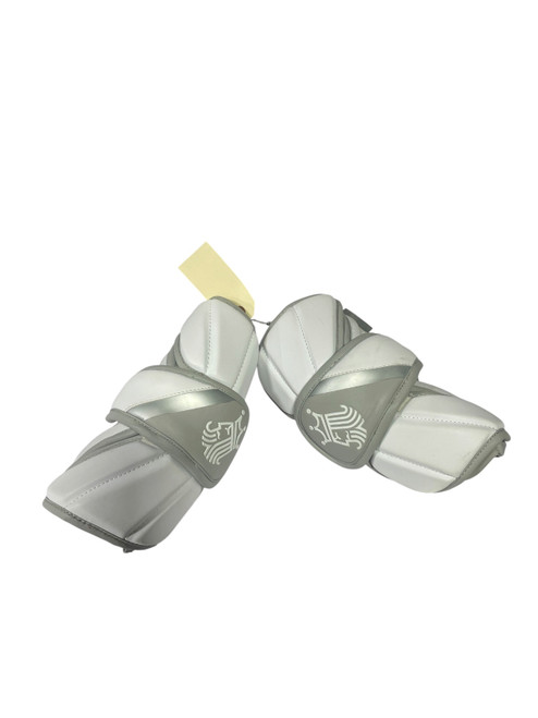 Vist Large View of Product Image Which is Used Brine KING Lacrosse Arm Pads/Guards White LG