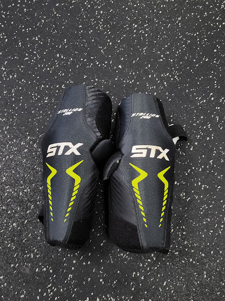 Vist Large View of Product Image Which is Used STX STALION 200 Lacrosse Arm Pads/Guards Black XS