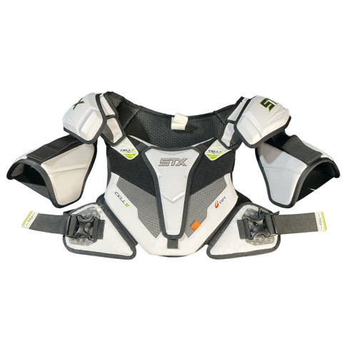 Vist Large View of Product Image Which is Used STX AD XL STX CELL VI CHEST Lacrosse Shoulder Pads Black XL