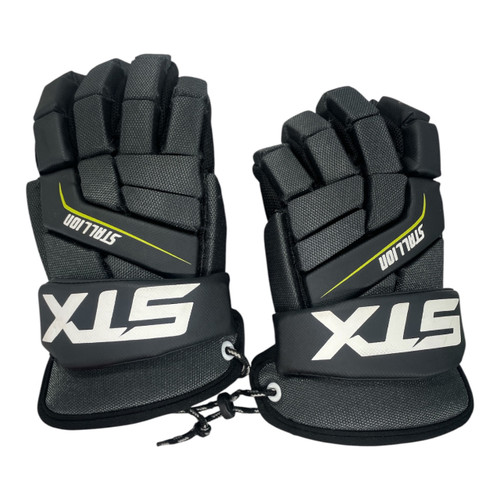 Vist Large View of Product Image Which is Used STX 200 Lacrosse Gloves Junior Grey MD