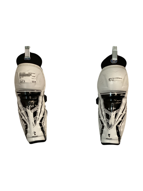 Vist Large View of Product Image Which is Used CCM LTP Junior Shin Guards White 8"
