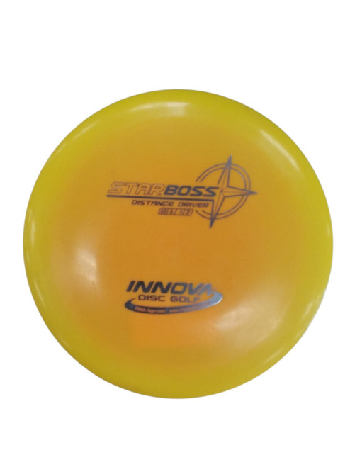 Vist Large View of Product Image Which is Used Innova STARBOSS DISTANCE DRIVER Disc Golf Driver Yellow 171g
