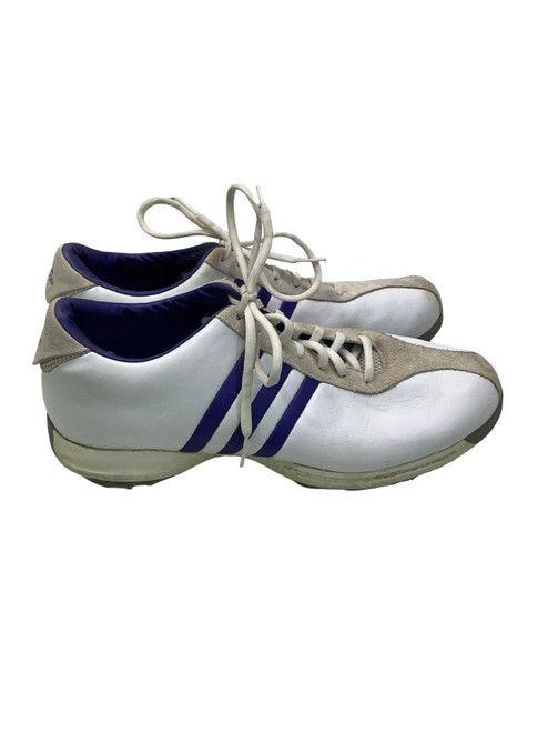 Vist Large View of Product Image Which is Used Adidas TRAXION Womens Golf Shoes Royal Blue And White Senior 10