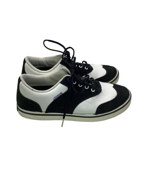 Vist Large View of Product Image Which is Used Crocs Mens Golf Shoes Black And White Senior 10