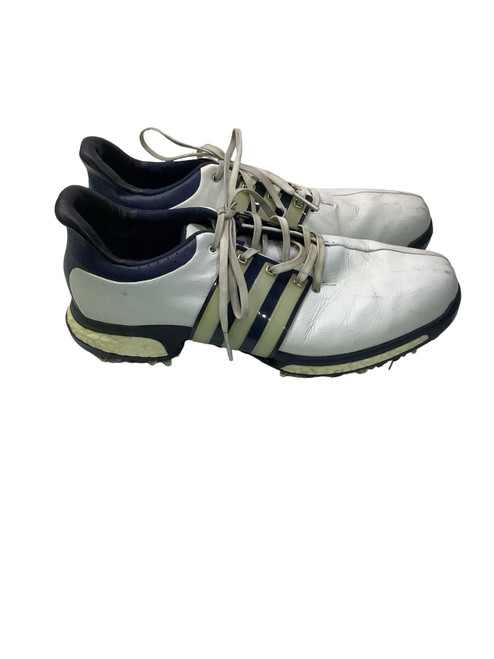 Vist Large View of Product Image Which is Used Adidas TOUR 360 Mens Golf Shoes White And Navy Blue Senior 10.5