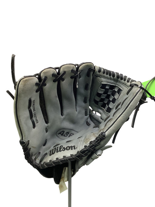 Vist Large View of Product Image Which is Used Wilson A360 BB/SB Glove LH Throw Black And Grey 12 1/2"