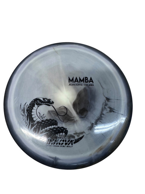 Vist Large View of Product Image Which is Used Innova TOUR SERIES GLOW KORVER MAMBA Disc Golf Driver Grey 169g