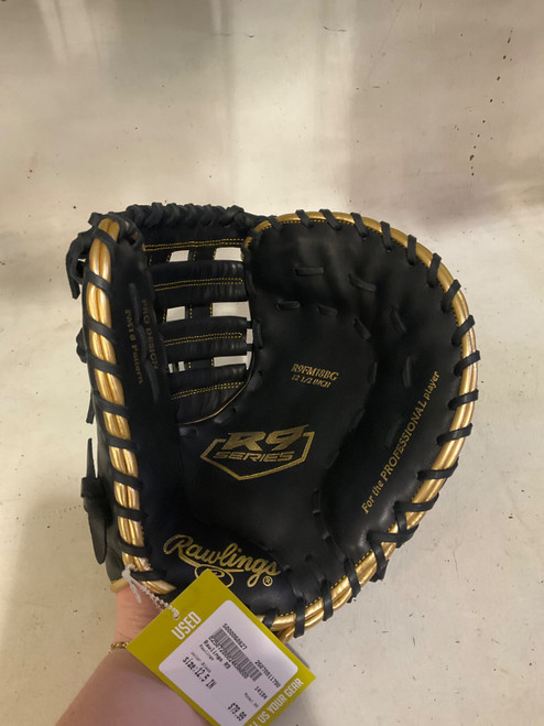 Vist Large View of Product Image Which is Used Rawlings R9 BB/SB First Base RH Throw Black 12 1/2"