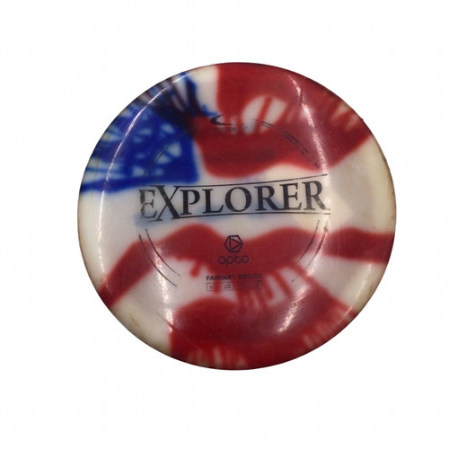 Vist Large View of Product Image Which is Used Latitude 64 OPTO TIE DYE EXPLORER Disc Golf Driver Red