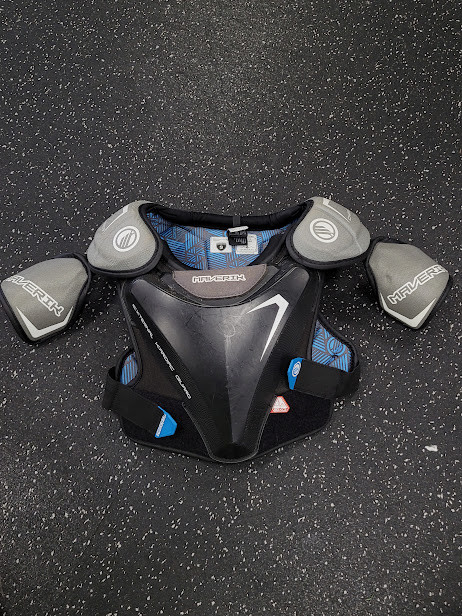Vist Large View of Product Image Which is Used Maverik CHARGER Lacrosse Shoulder Pads Black SM