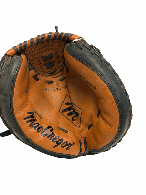 Vist Large View of Product Image Which is Used MacGregor BBCMPROX Leather Baseball Catchers Mitt RH Throw Brown 32"