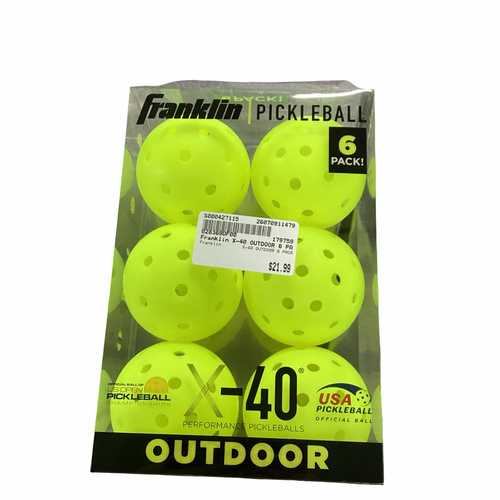 Vist Large View of Product Image Which is Used Franklin X-40 OUTDOOR 6 PACK Pickleball Balls