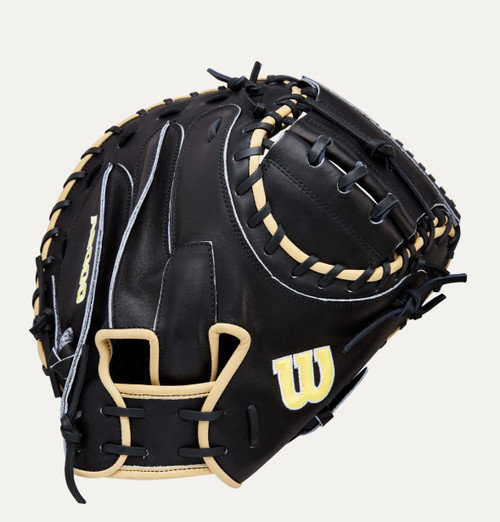 Vist Large View of Product Image Which is New A2000 RHT 34IN CATCHER MITT CLASSIC SERIES BLACK/BLONE