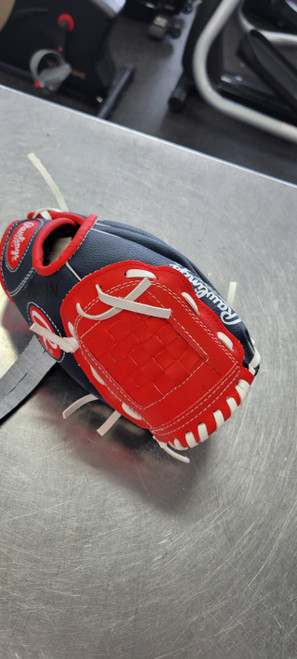 Vist Large View of Product Image Which is Used Rawlings 9.5 BB/SB Glove RH Throw Navy Blue 9 1/2"