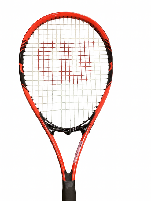 Vist Large View of Product Image Which is Used Wilson FEDERER STOP SHOCK Adult Tennis Racquet Red 4 3/8"