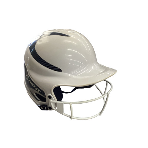 Vist Large View of Product Image Which is Used RIP-IT BATTING HELMET W/ MASK 6.5-7.5 Batting Helmet w/Mask White M/L