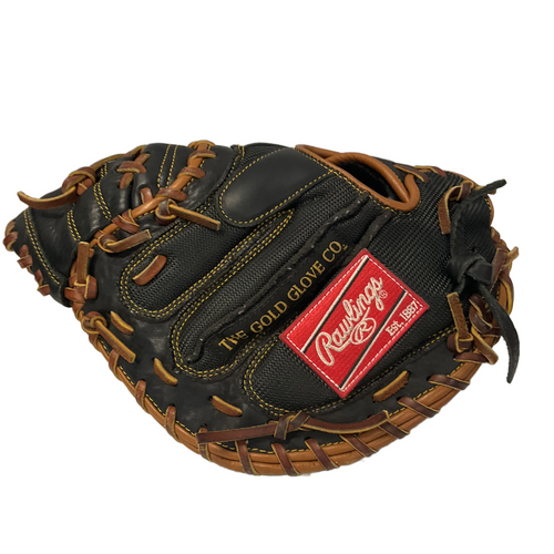 Vist Large View of Product Image Which is Used Rawlings GOLD GLOVE SERIES CATCHER MITT BB/SB Catchers RH Throw Black 32"