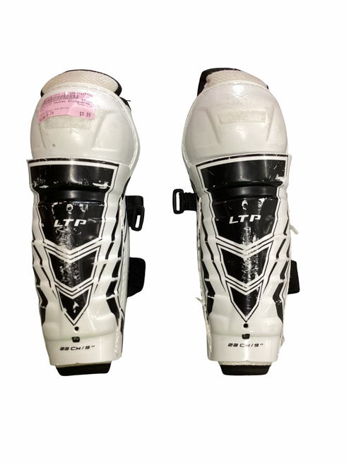 Vist Large View of Product Image Which is Used CCM LTP Youth Shin Guards Black And White 9"