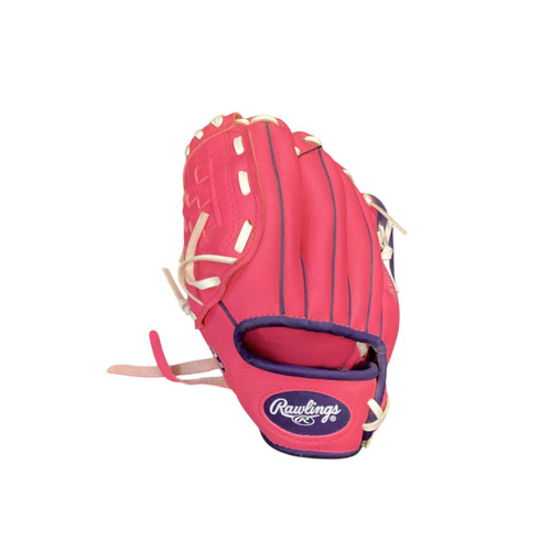 Vist Large View of Product Image Which is Used Rawlings PLAYER SERIES BB/SB Glove LH Throw Pink 9"