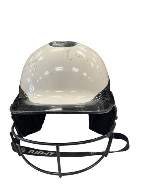 Vist Large View of Product Image Which is Used RIP-IT HELMET W/ MASK Batting Helmet w/Mask White S/M
