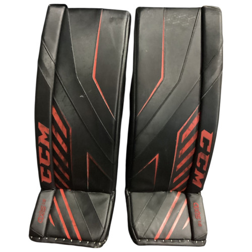 Vist Large View of Product Image Which is Used CCM AXIS 1.9 Goalie Leg Pads Senior Black And Red 32"