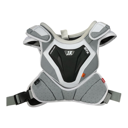 Vist Large View of Product Image Which is Used STX STALLION 1K Lacrosse Shoulder Pads White LG