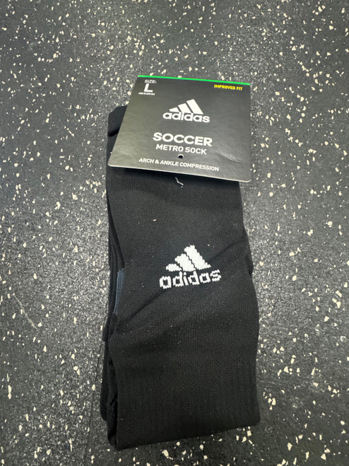 Vist Large View of Product Image Which is Used Adidas METRO SOCK Soccer Socks Black LG