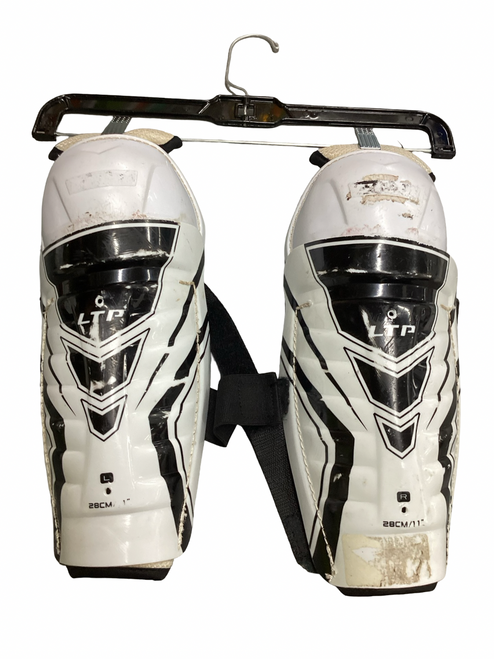 Vist Large View of Product Image Which is Used CCM LTP Junior Shin Guards White 11"
