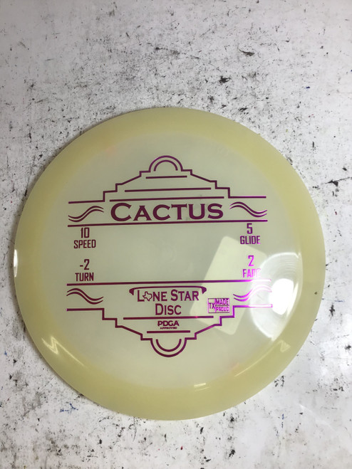 Vist Large View of Product Image Which is New Lone Star Disc ALPHA GLOW CACTUS Disc Golf Driver White 174g