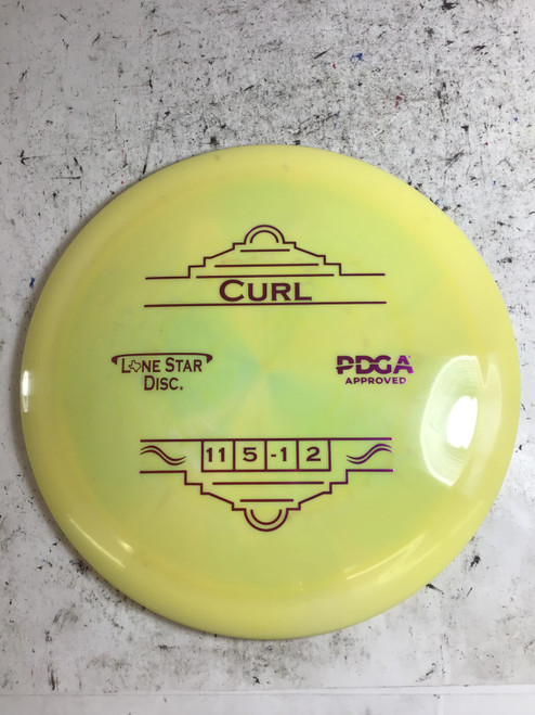 Vist Large View of Product Image Which is New Lone Star Disc ALPHA CURL Disc Golf Driver Yellow 175g