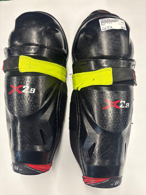 Vist Large View of Product Image Which is Used Bauer X 2.9 Senior Shin Guards Black 13"
