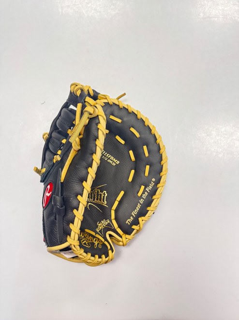 Vist Large View of Product Image Which is Used Rawlings HIGHLIGHT BB/SB First Base RH Throw Black 11 1/2"