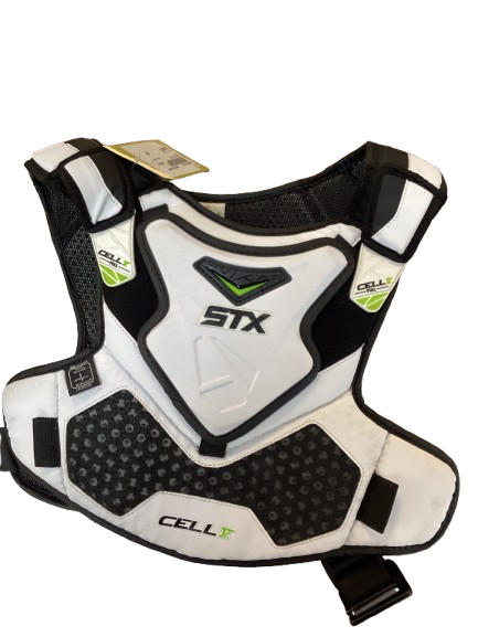 Vist Large View of Product Image Which is Used STX CELL 5 Lacrosse Shoulder Pads White MD