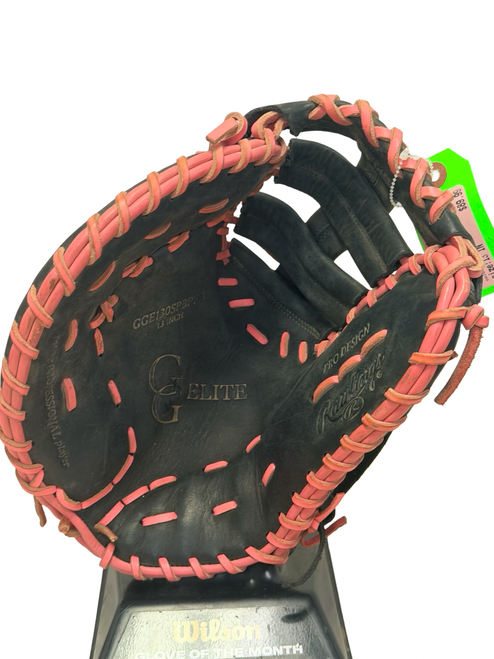 Vist Large View of Product Image Which is Used Rawlings GG ELITE GGE130SPBFB Leather Baseball First Base Mitt LH Throw Black 13"
