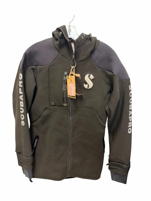 Vist Large View of Product Image Which is Used SCUBAPRO PREMIUM BOAT COAT Mens Wetsuit Jacket Black MD - Like New