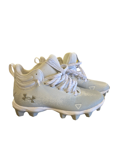 Vist Large View of Product Image Which is Used Under Armour LOCKED DOWN BB/SB Cleats White Junior 03