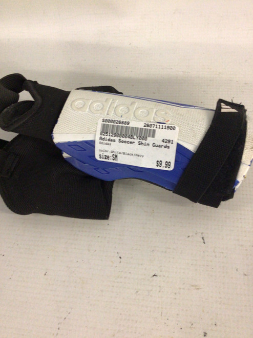 Vist Large View of Product Image Which is Used Adidas Soccer Shin Guards Youth White/Black/Navy SM