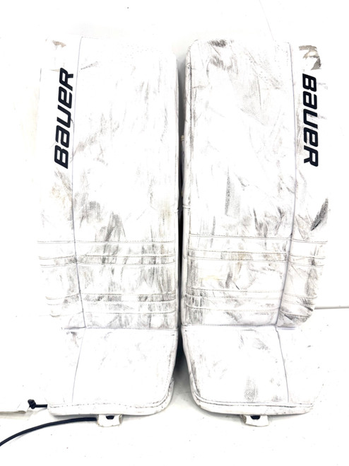 Vist Large View of Product Image Which is Used Bauer GSX 28+ MED Goalie Leg Pads Junior White 28"
