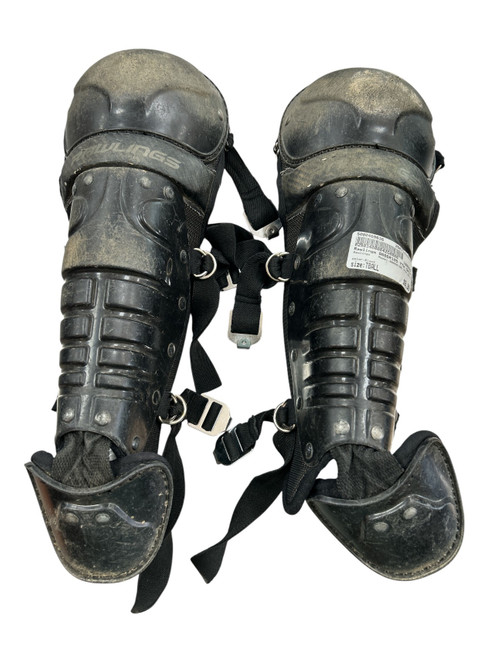 Vist Large View of Product Image Which is Used Rawlings BBBBR105 YTH SHIN Catchers Leg Guards Black T-Ball