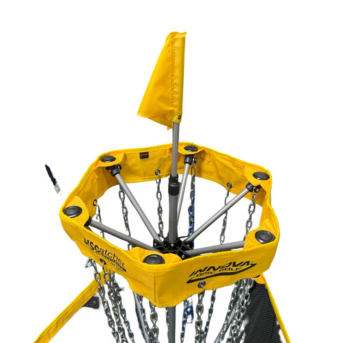 Vist Large View of Product Image Which is Used Innova DISCATCHER TRAVELER Disc Golf Goal Yellow