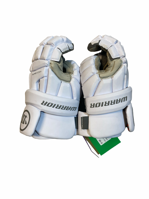 Vist Large View of Product Image Which is Used Warrior BURN Lacrosse Gloves Mens White LG
