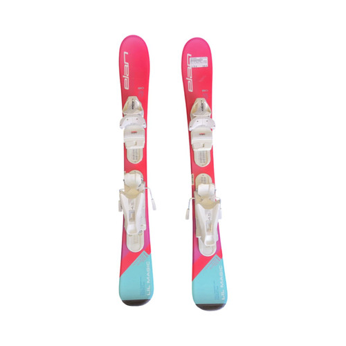 Vist Large View of Product Image Which is Used Elan LIL MAGIC SKIS W/ELAN 4.5 BINDINGS Girls DH Ski/Binding Pink 80 cm