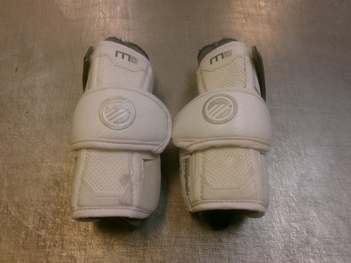 Vist Large View of Product Image Which is Used Maverik M5 Lacrosse Arm Pads/Guards White SM
