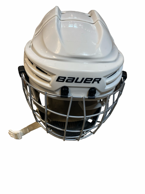 Vist Large View of Product Image Which is Used Bauer PRODIGY YTH Helmet Cage Combo White SM