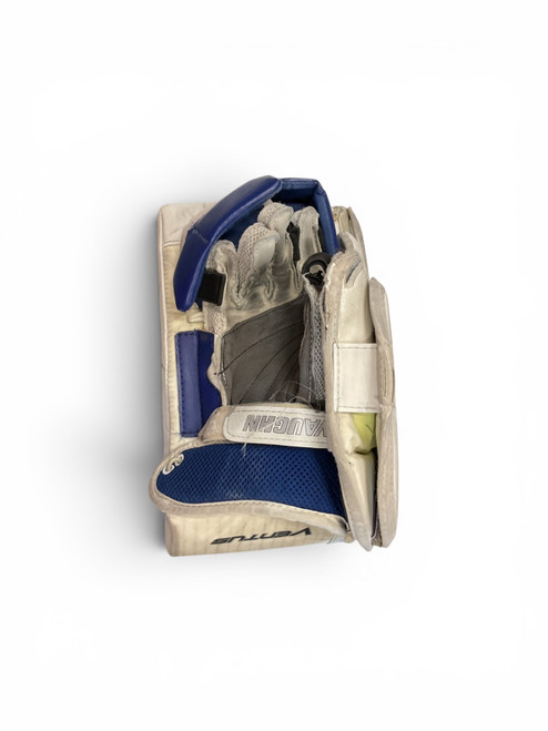 Vist Large View of Product Image Which is Used Vaughn VENTUS SLR YT Youth Goalie Blocker White